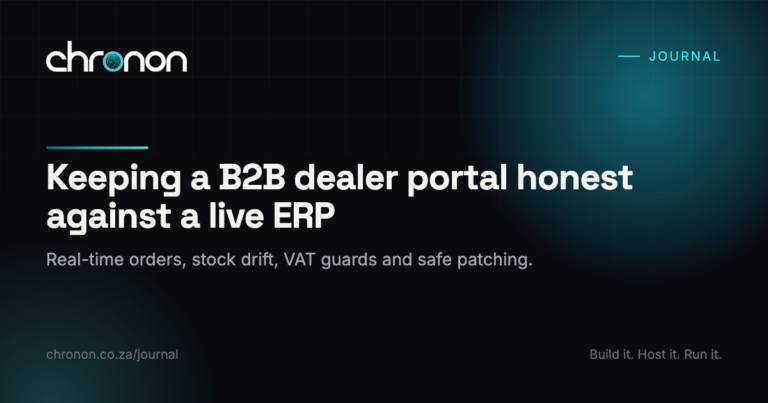 Keeping a B2B dealer portal honest against a live ERP